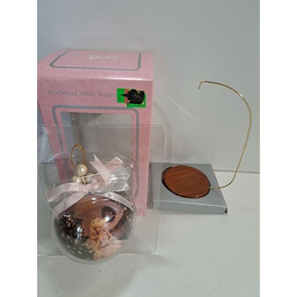 Mattel Walmart 35th Anniversary Barbie Decoupage Ornament w/Wooden Stand